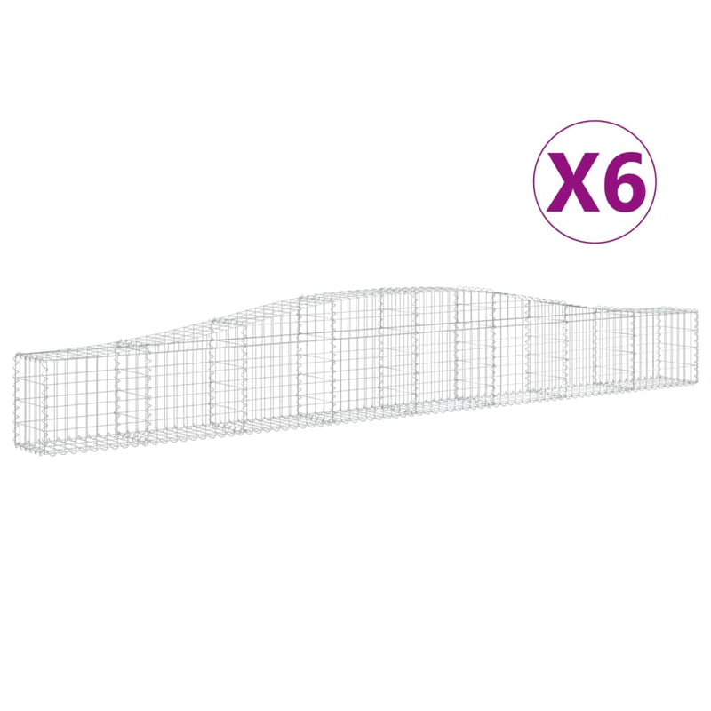 vidaXL 6 db íves horganyzott vas gabion kosár 400x30x40/60 cm