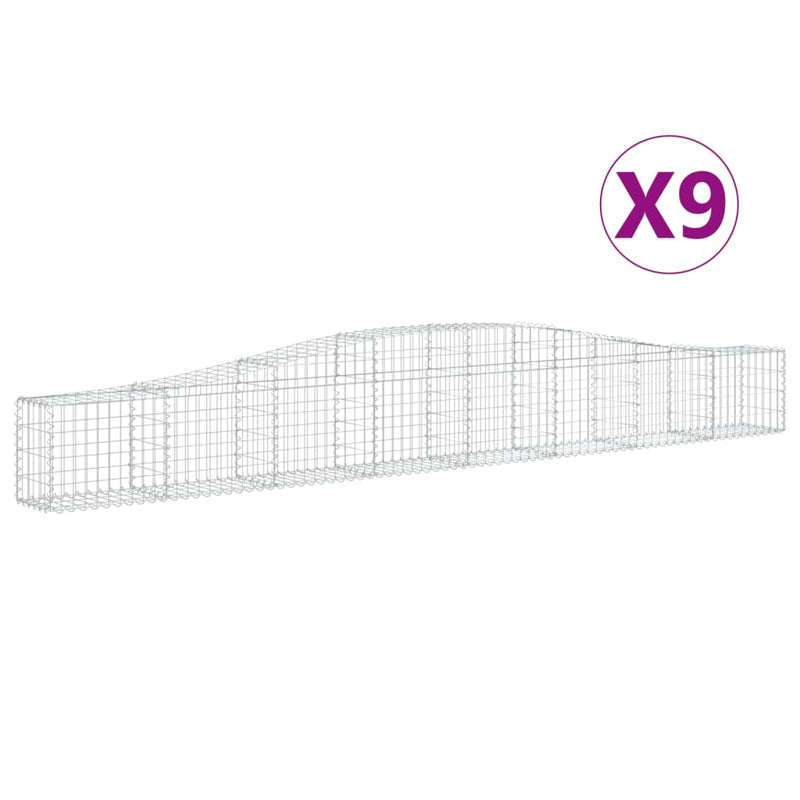 vidaXL 9 db íves horganyzott vas gabion kosár 400x30x40/60 cm