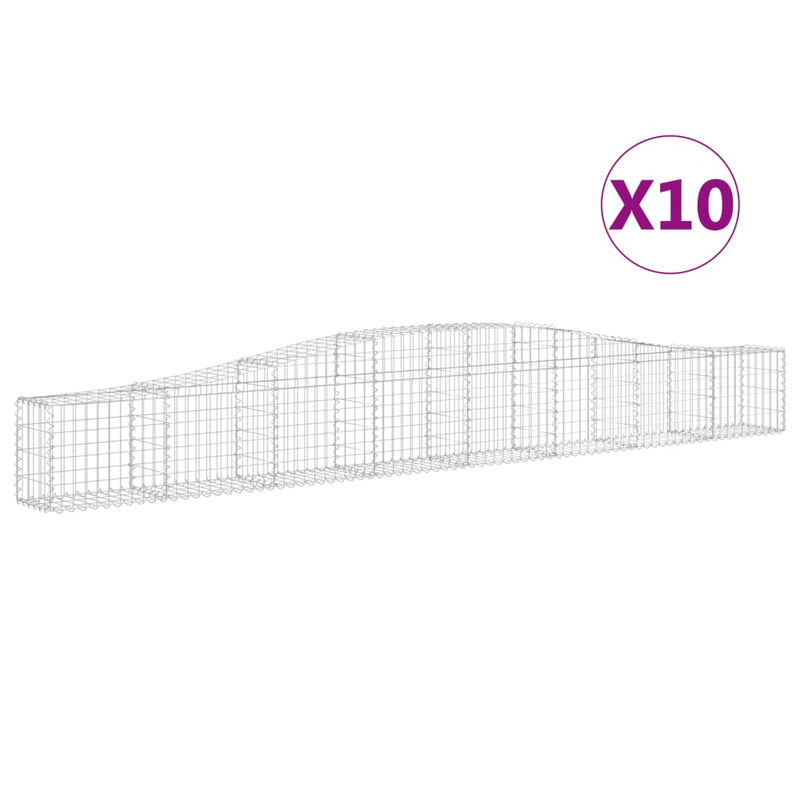 vidaXL 10 db íves horganyzott vas gabion kosár 400x30x40/60 cm