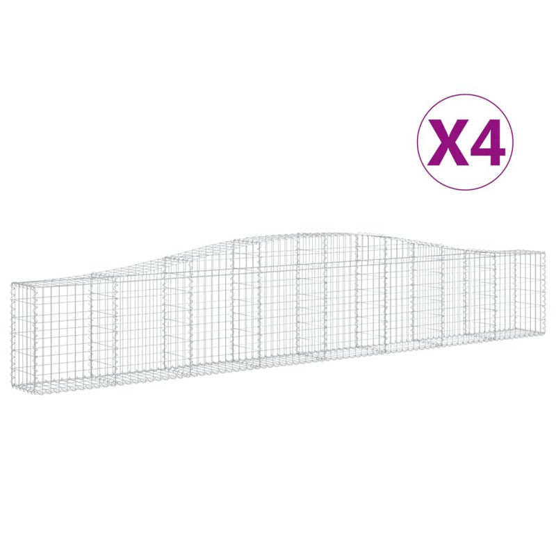 vidaXL 4 db íves horganyzott vas gabion kosár 400x30x60/80 cm