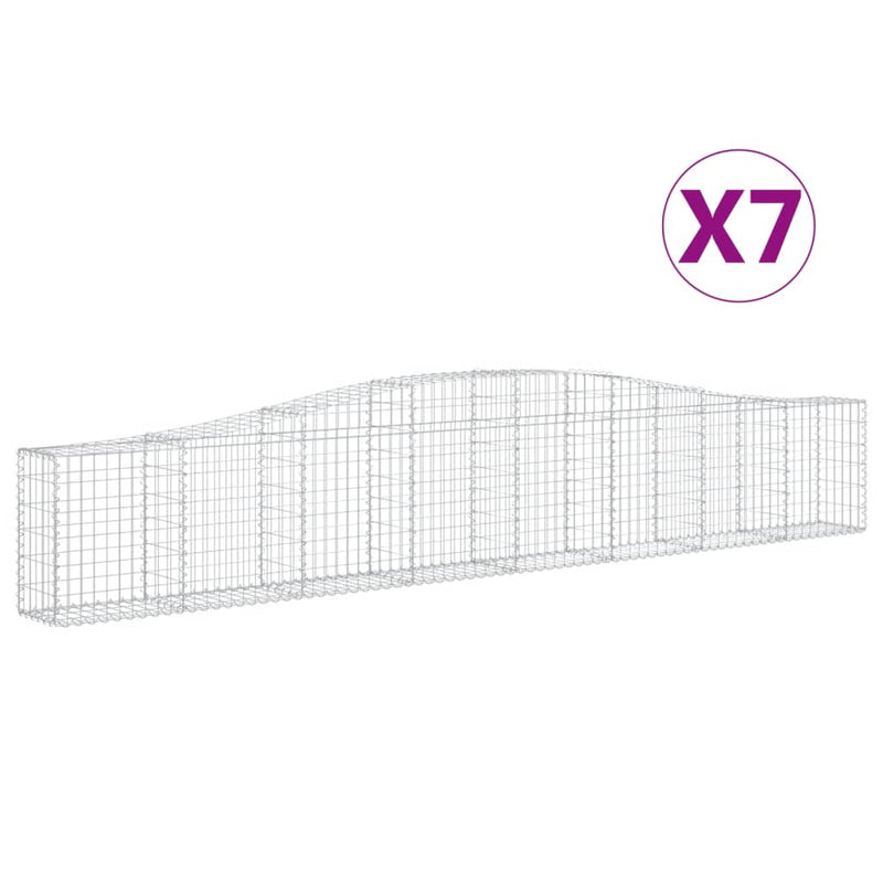 vidaXL 7 db íves horganyzott vas gabion kosár 400x30x60/80 cm