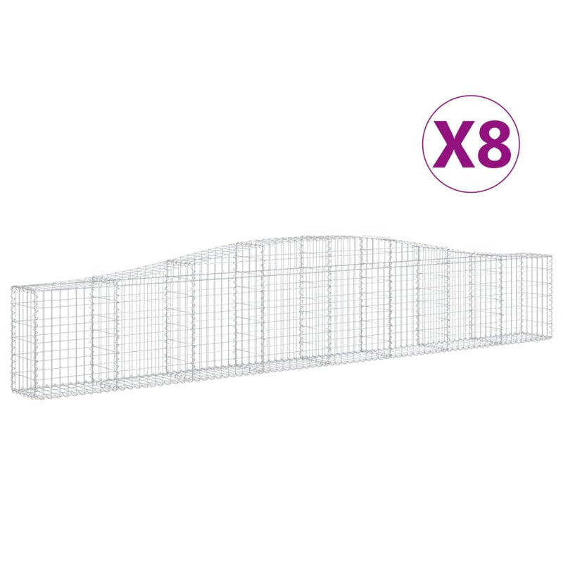 vidaXL 8 db íves horganyzott vas gabion kosár 400x30x60/80 cm