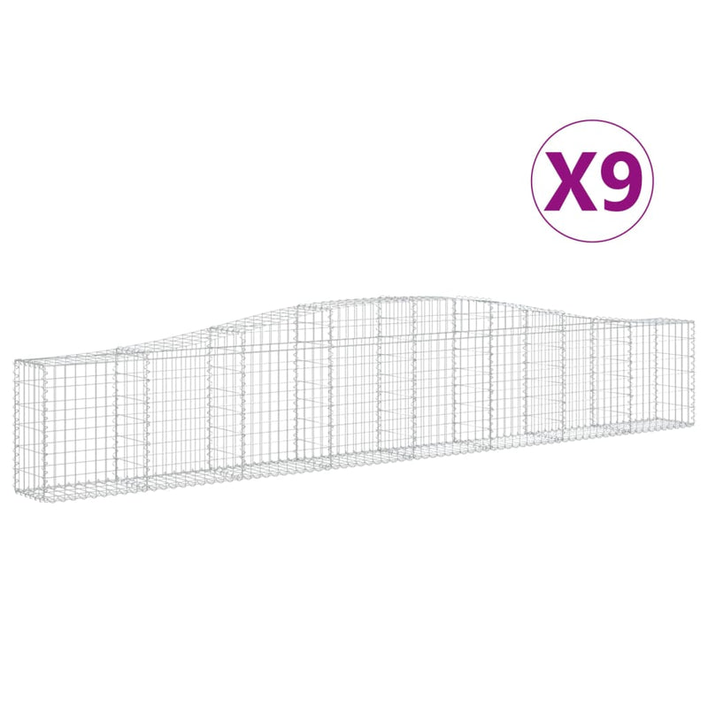 vidaXL 9 db íves horganyzott vas gabion kosár 400x30x60/80 cm
