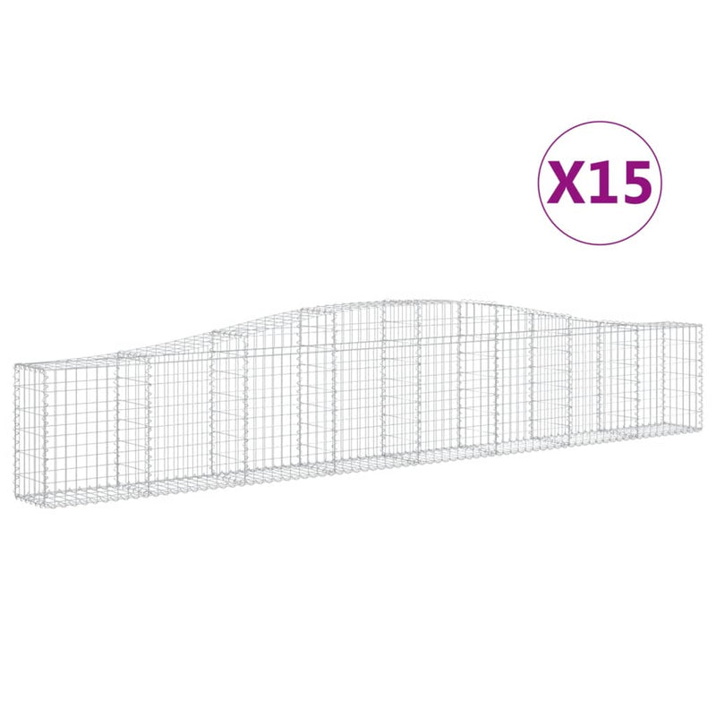 vidaXL 15 db íves horganyzott vas gabion kosár 400x30x60/80 cm