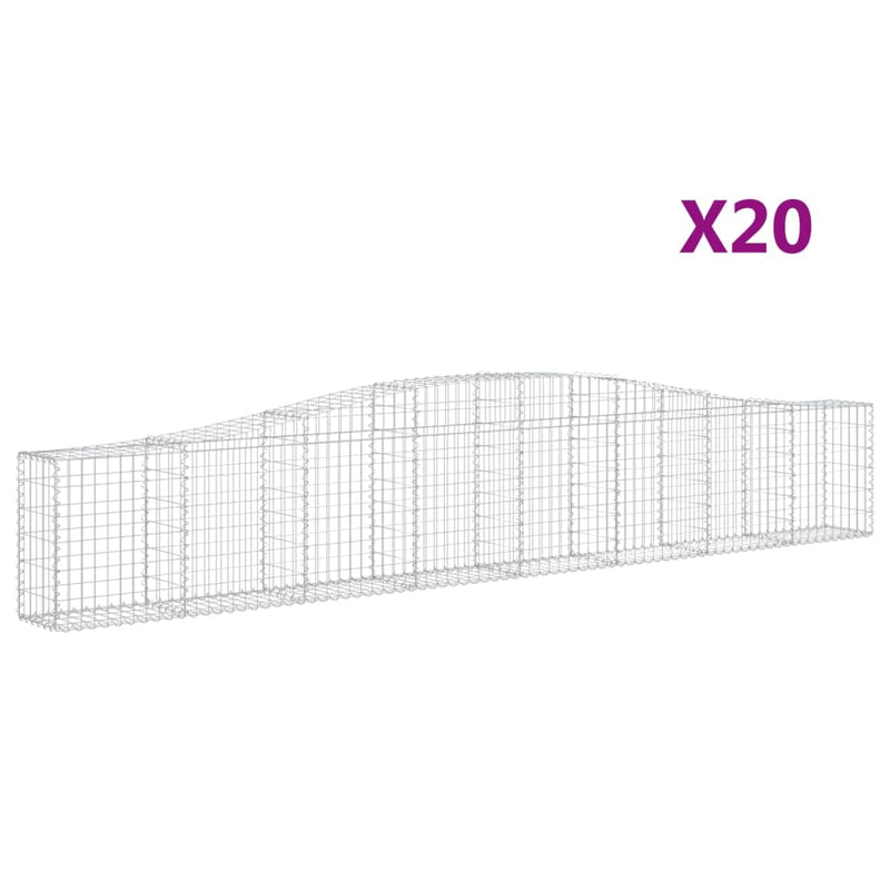 vidaXL 20 db íves horganyzott vas gabion kosár 400x30x60/80 cm