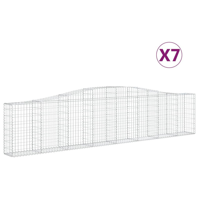 vidaXL 7 db íves horganyzott vas gabion kosár 400x30x80/100 cm