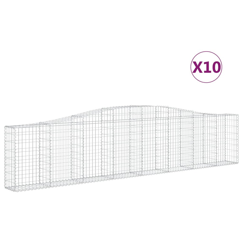 vidaXL 10 db íves horganyzott vas gabion kosár 400x30x80/100 cm