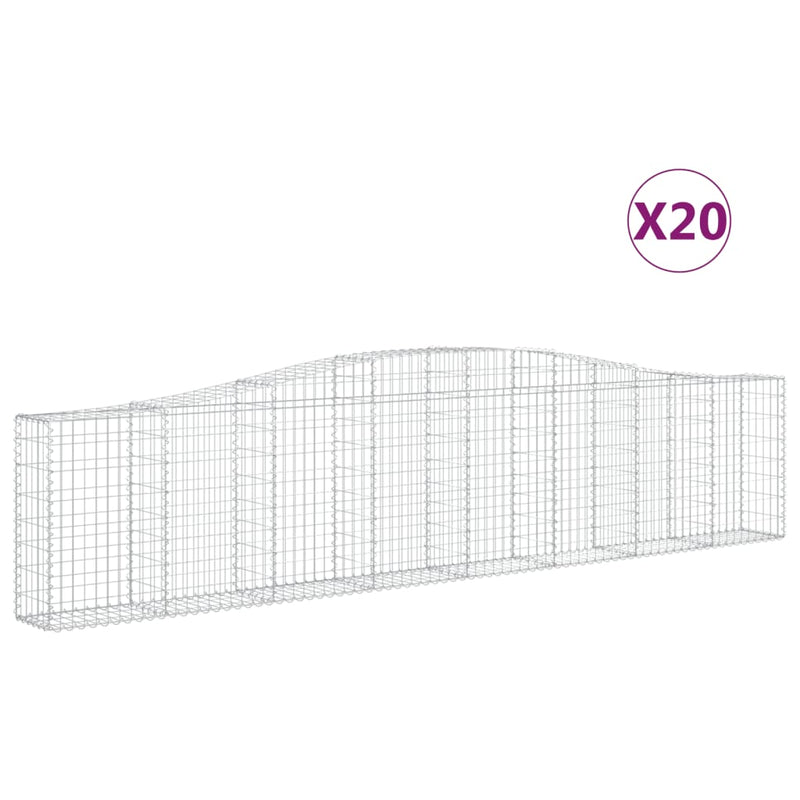 vidaXL 20 db íves horganyzott vas gabion kosár 400x30x80/100 cm