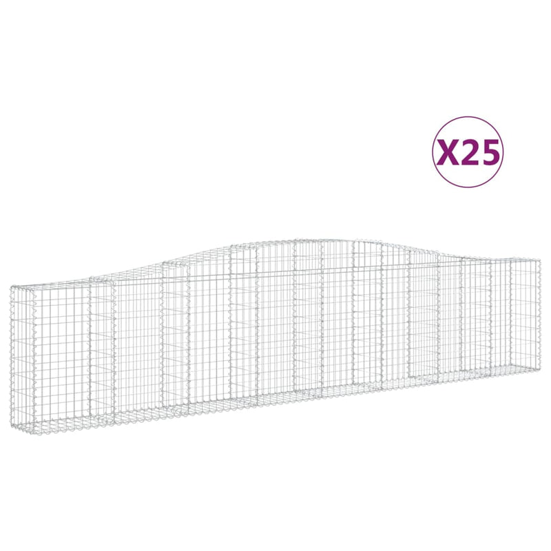 vidaXL 25 db íves horganyzott vas gabion kosár 400x30x80/100 cm