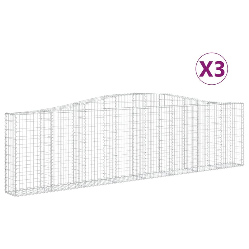 vidaXL 3 db íves horganyzott vas gabion kosár 400x30x100/120 cm