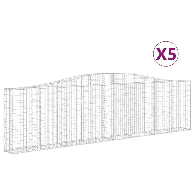 vidaXL 5 db íves horganyzott vas gabion kosár 400x30x100/120 cm