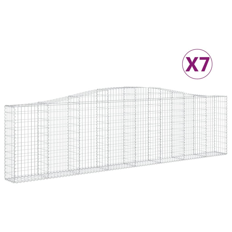 vidaXL 7 db íves horganyzott vas gabion kosár 400x30x100/120 cm