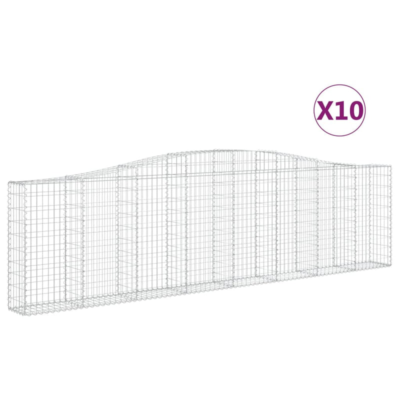 vidaXL 10 db íves horganyzott vas gabion kosár 400x30x100/120 cm