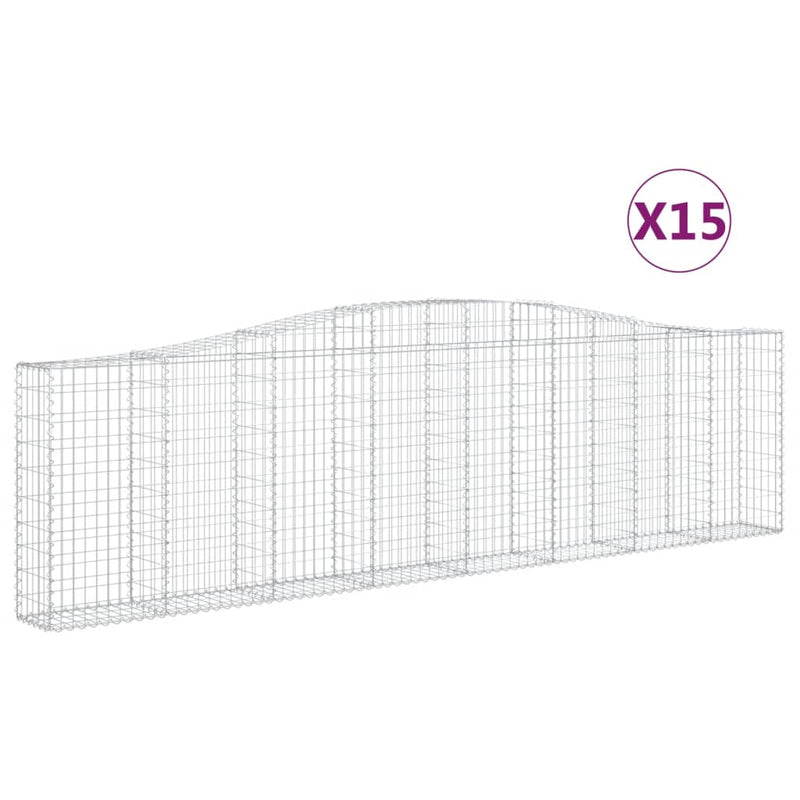 vidaXL 15 db íves horganyzott vas gabion kosár 400x30x100/120 cm
