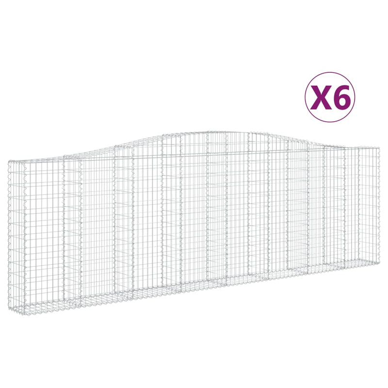 vidaXL 6 db íves horganyzott vas gabion kosár 400x30x120/140 cm