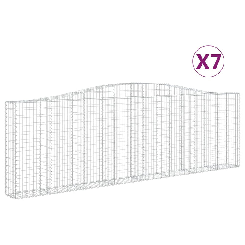 vidaXL 7 db íves horganyzott vas gabion kosár 400x30x120/140 cm