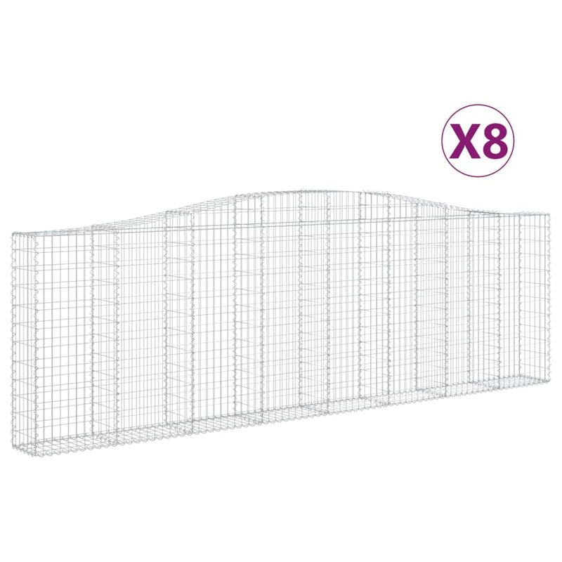 vidaXL 8 db íves horganyzott vas gabion kosár 400x30x120/140 cm