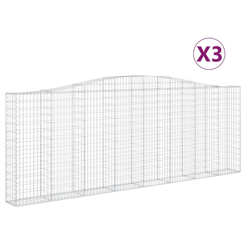 vidaXL 3 db íves horganyzott vas gabion kosár 400x30x140/160 cm