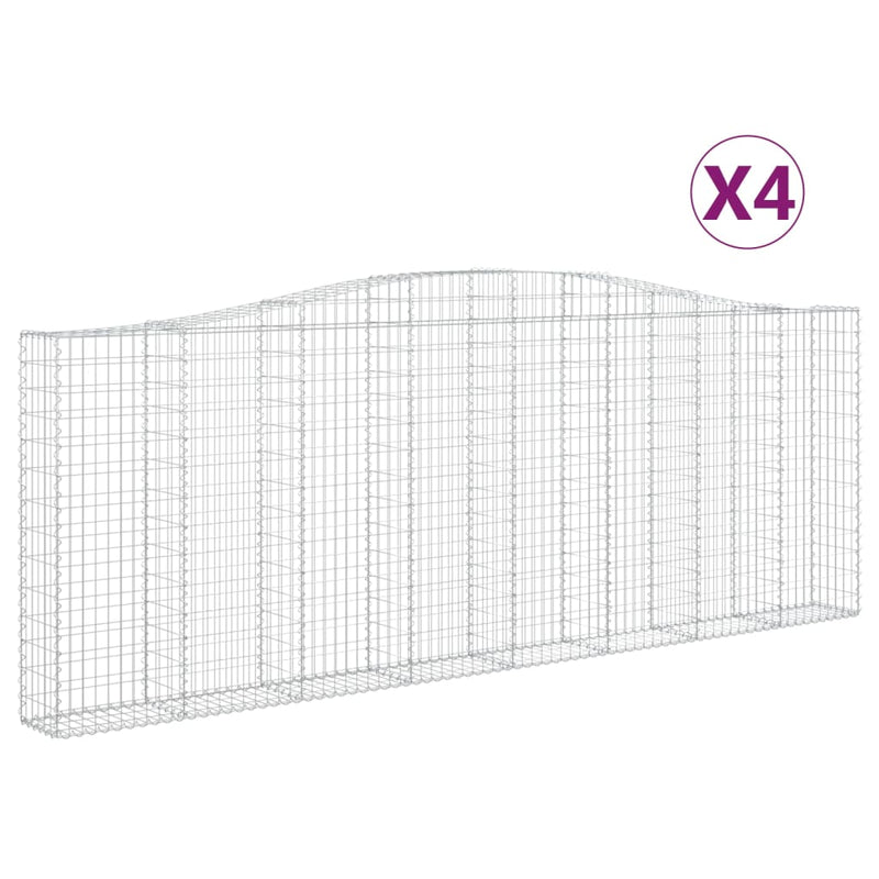 vidaXL 4 db íves horganyzott vas gabion kosár 400x30x140/160 cm