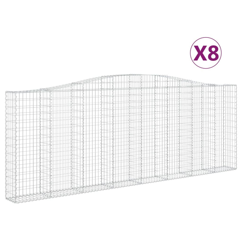 vidaXL 8 db íves horganyzott vas gabion kosár 400x30x140/160 cm