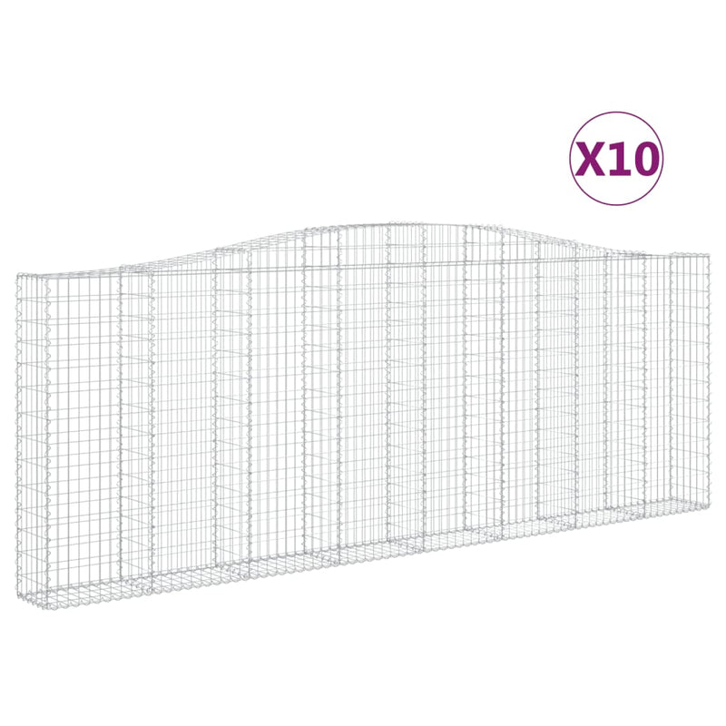 vidaXL 10 db íves horganyzott vas gabion kosár 400x30x140/160 cm