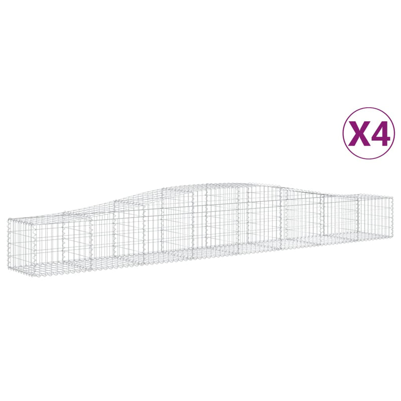 vidaXL 4 db íves horganyzott vas gabion kosár 400x50x40/60 cm