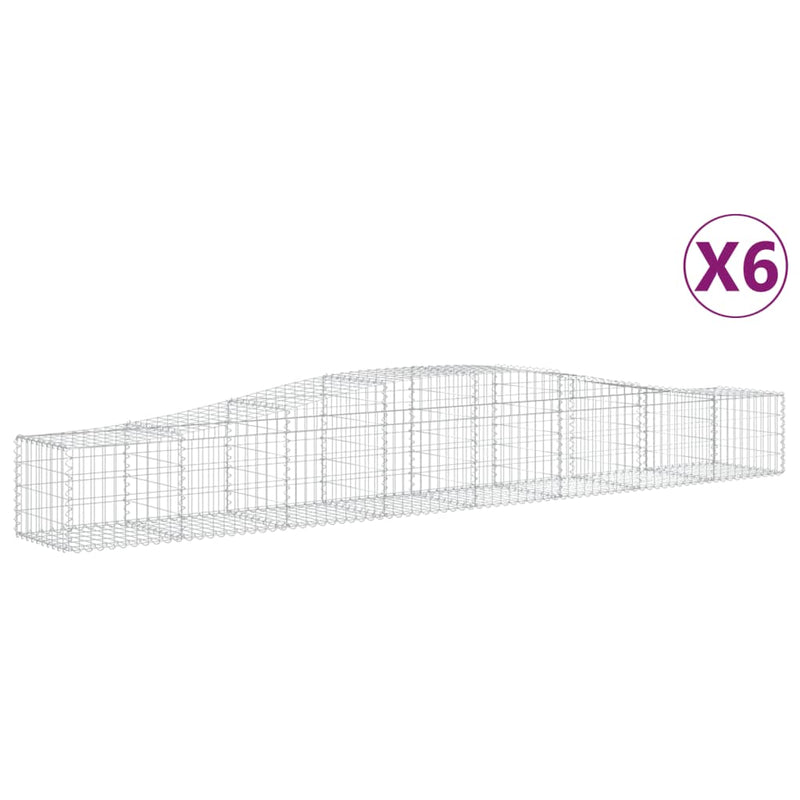 vidaXL 6 db íves horganyzott vas gabion kosár 400x50x40/60 cm