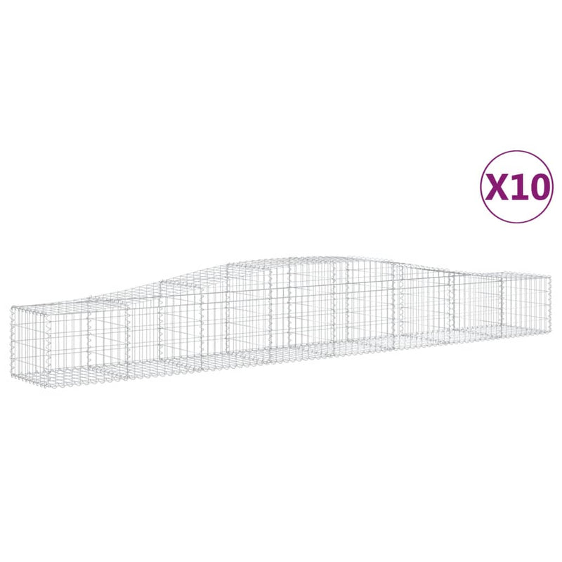 vidaXL 10 db íves horganyzott vas gabion kosár 400x50x40/60 cm