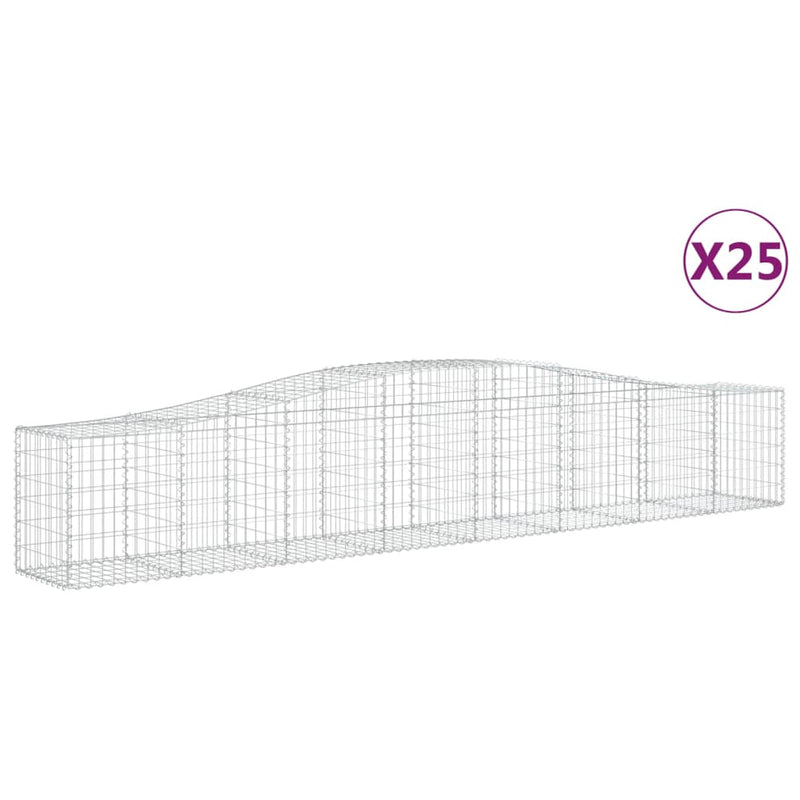 vidaXL 25 db íves horganyzott vas gabion kosár 400x50x60/80 cm