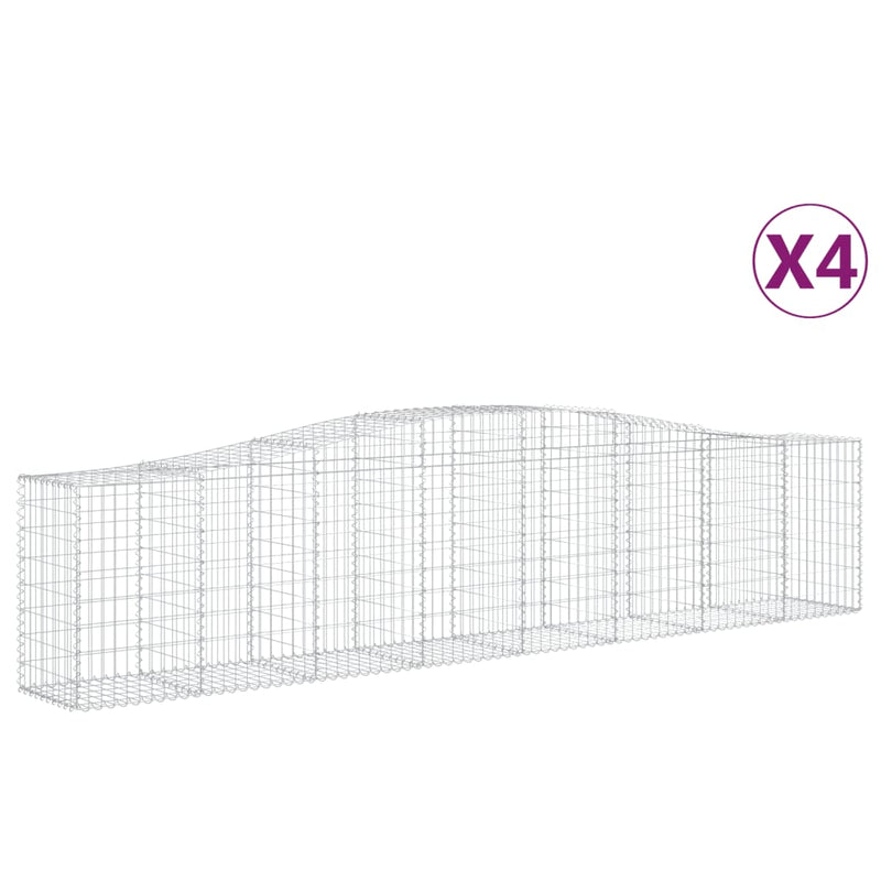 vidaXL 4 db íves horganyzott vas gabion kosár 400x50x80/100 cm