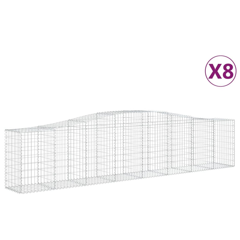 vidaXL 8 db íves horganyzott vas gabion kosár 400x50x80/100 cm