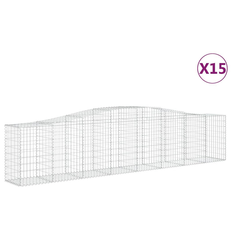 vidaXL 15 db íves horganyzott vas gabion kosár 400x50x80/100 cm
