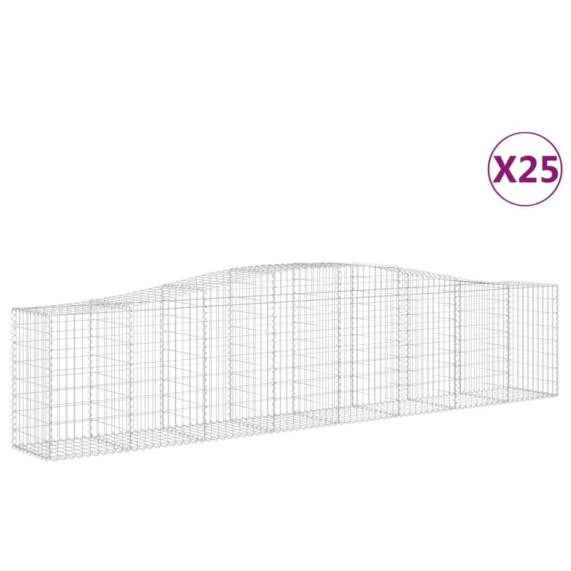 vidaXL 25 db íves horganyzott vas gabion kosár 400x50x80/100 cm