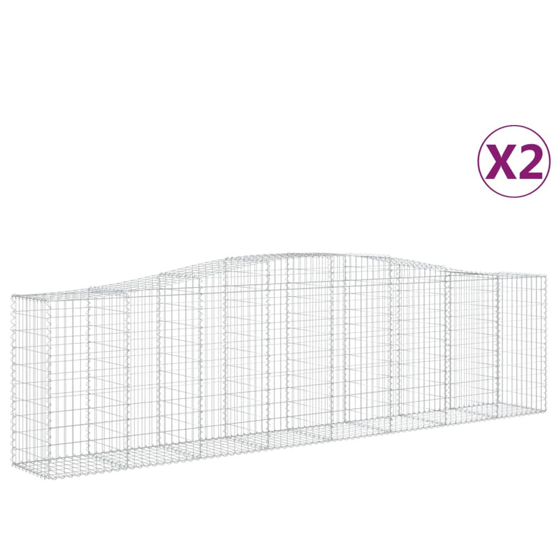 vidaXL 2 db íves horganyzott vas gabion kosár 400x50x100/120 cm