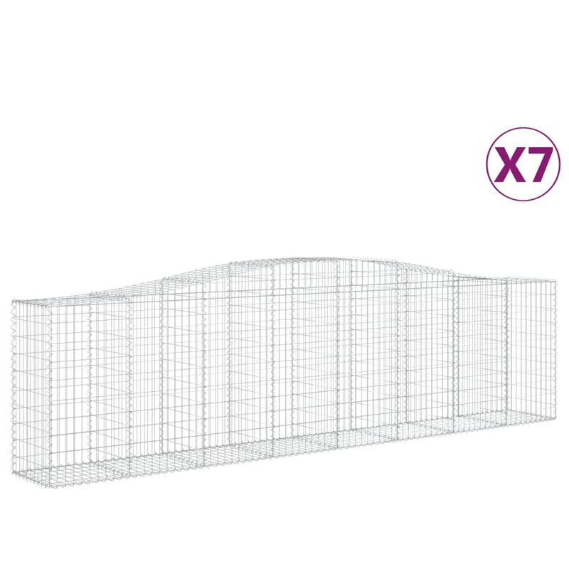 vidaXL 7 db íves horganyzott vas gabion kosár 400x50x100/120 cm