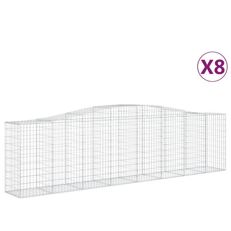 vidaXL 8 db íves horganyzott vas gabion kosár 400x50x100/120 cm