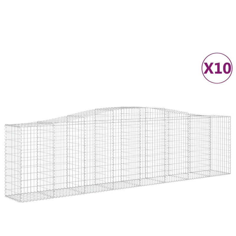 vidaXL 10 db íves horganyzott vas gabion kosár 400x50x100/120 cm
