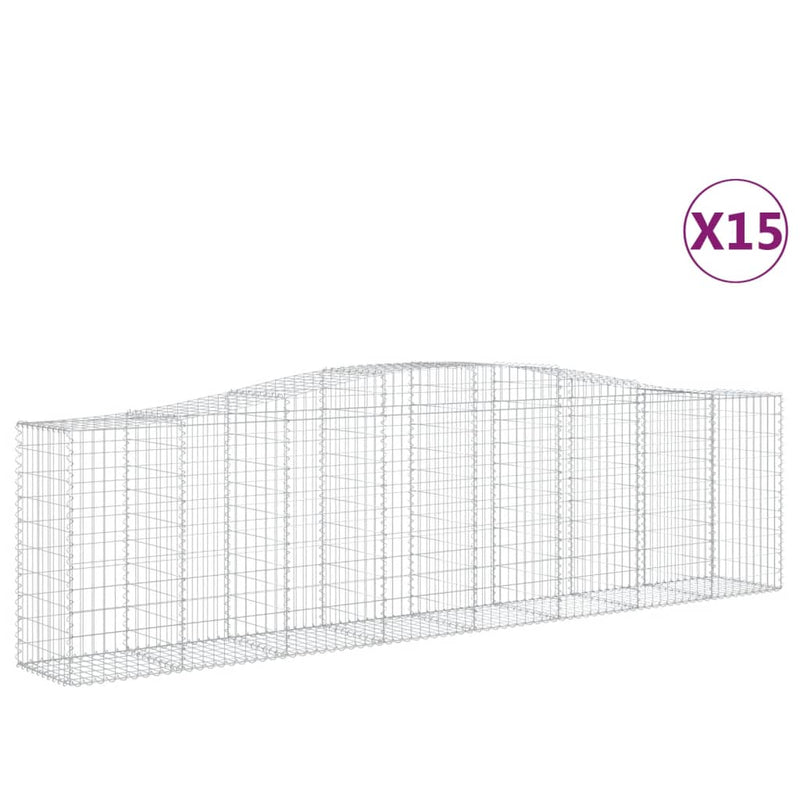 vidaXL 15 db íves horganyzott vas gabion kosár 400x50x100/120 cm