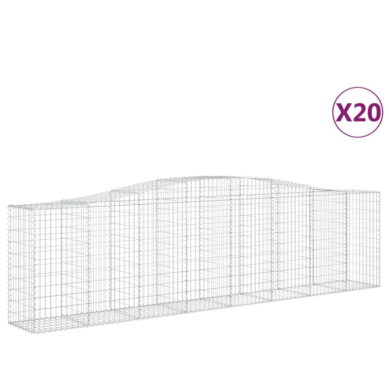vidaXL 20 db íves horganyzott vas gabion kosár 400x50x100/120 cm