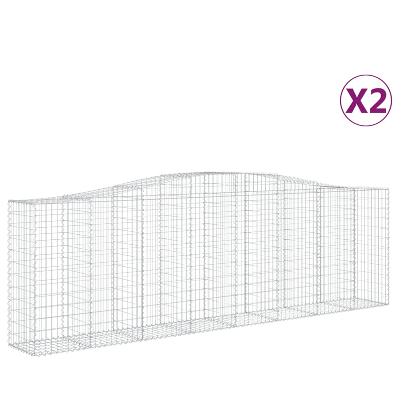 vidaXL 2 db íves horganyzott vas gabion kosár 400x50x120/140 cm