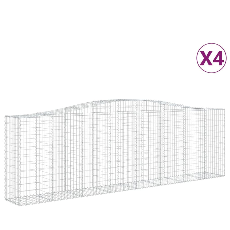 vidaXL 4 db íves horganyzott vas gabion kosár 400x50x120/140 cm