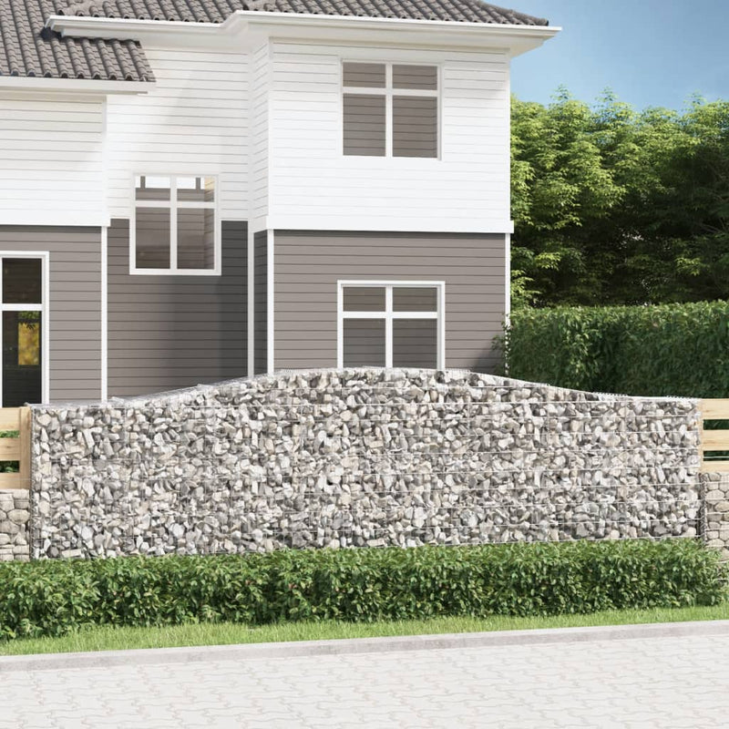 vidaXL 4 db íves horganyzott vas gabion kosár 400x50x120/140 cm