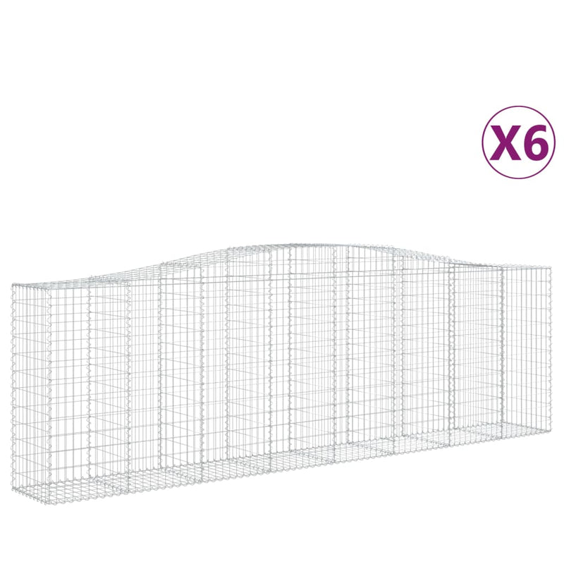 vidaXL 6 db íves horganyzott vas gabion kosár 400x50x120/140 cm