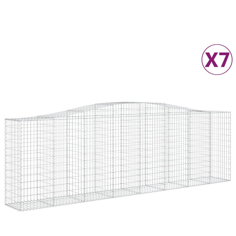 vidaXL 7 db íves horganyzott vas gabion kosár 400x50x120/140 cm