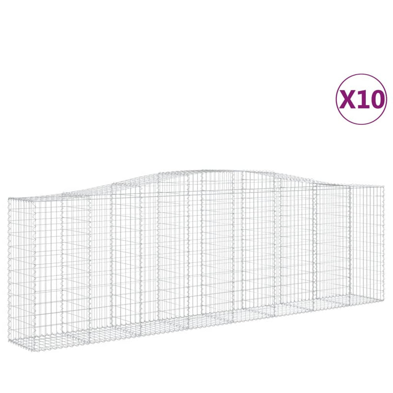 vidaXL 10 db íves horganyzott vas gabion kosár 400x50x120/140 cm