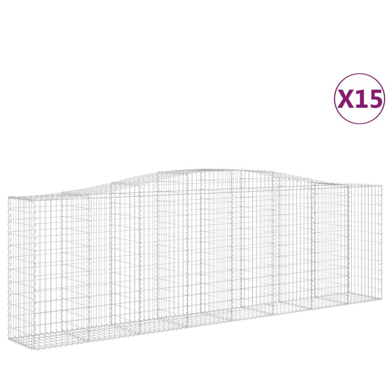 vidaXL 15 db íves horganyzott vas gabion kosár 400x50x120/140 cm