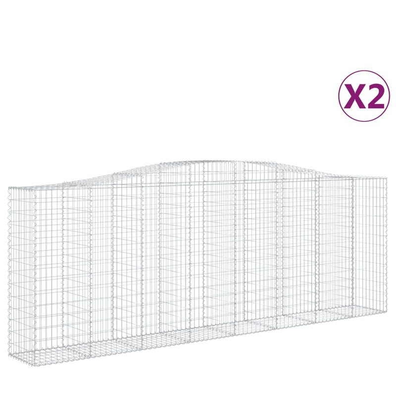 vidaXL 2 db íves horganyzott vas gabion kosár 400x50x140/160 cm