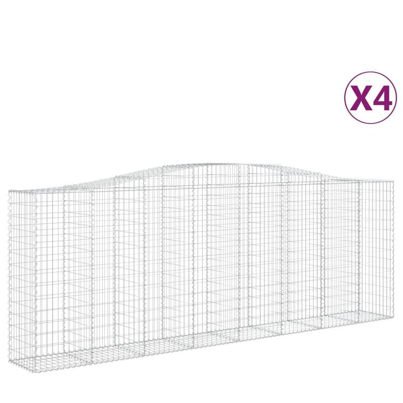 vidaXL 4 db íves horganyzott vas gabion kosár 400x50x140/160 cm