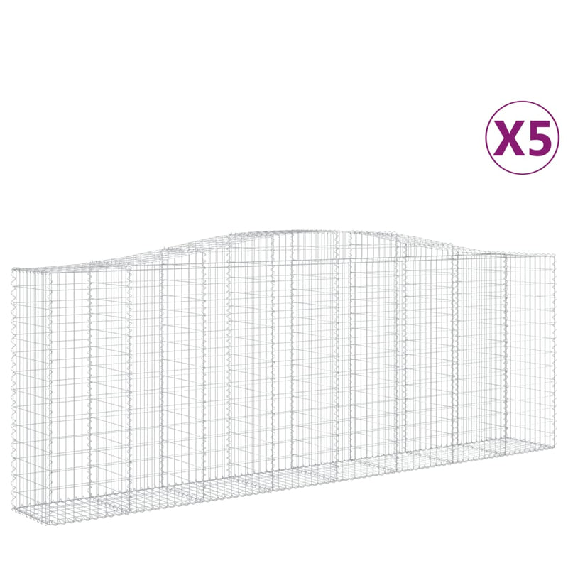 vidaXL 5 db íves horganyzott vas gabion kosár 400x50x140/160 cm