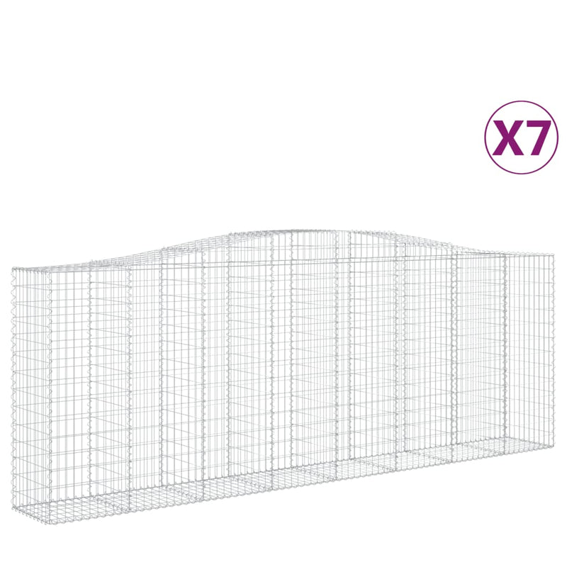 vidaXL 7 db íves horganyzott vas gabion kosár 400x50x140/160 cm